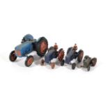 Tractors Four Unboxed Examples Britains spud-picker, Britains Fordson, Chad Valley Fordson and a