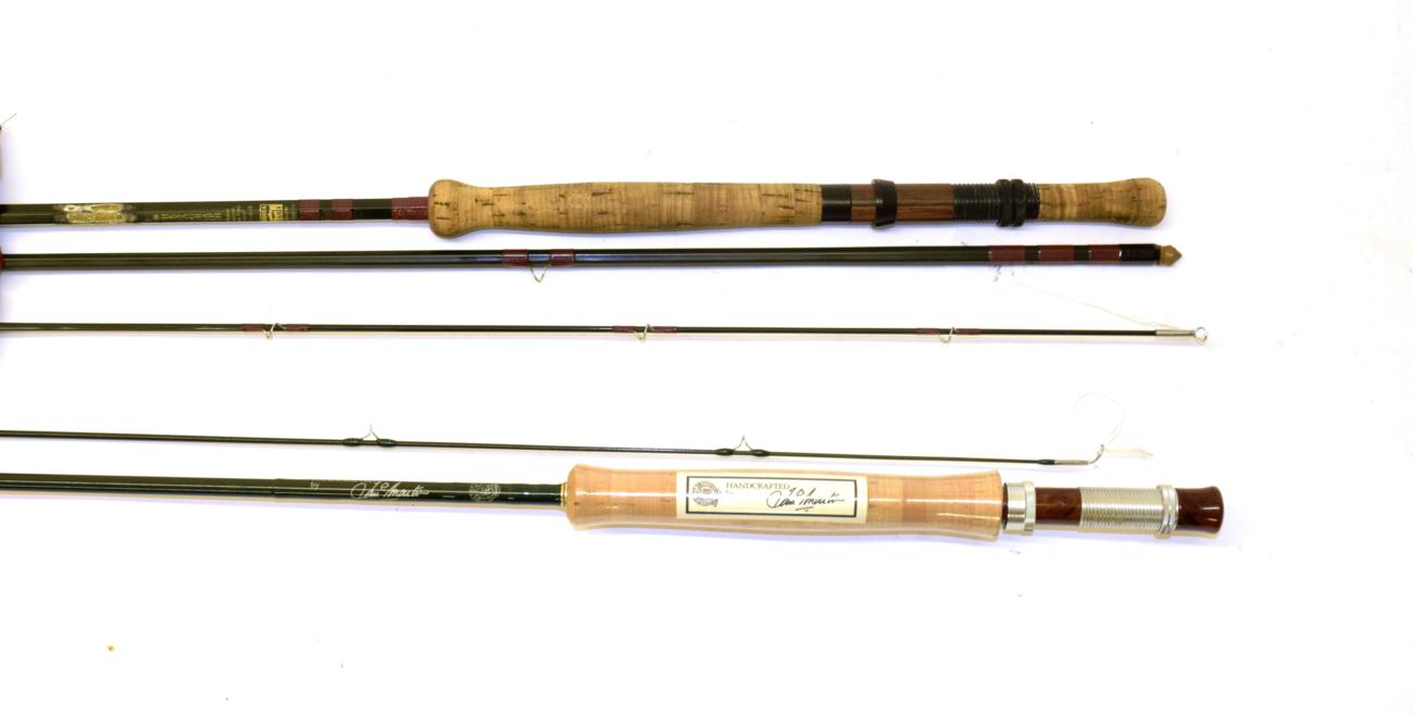 An Ian D. Martin Handcrafted two-piece carbon fly rod, 9' 6'' #6/7, cloth bag, and a Bruce &