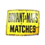 Enamel Advertising Sign Bryant & May's Matches black lettering on yellow ground 48x36'', 122x91 (F-