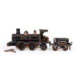 Marklin O Gauge 1020 C/w 0-4-2 LNWR Locomotive and 4-Wheel Tender finished in black with red