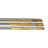 Three fishing rods, comprising a Scierra HM3 three-piece graphite fly rod, 14 ft., line 9/10,