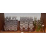 Drinking glasses comprising twenty-nine cut with diamond; seven sherry glasses on hollow stems and