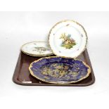 Three Meissen handpainted porcelain plates, 2nd marks, with a Coalport plate (4)