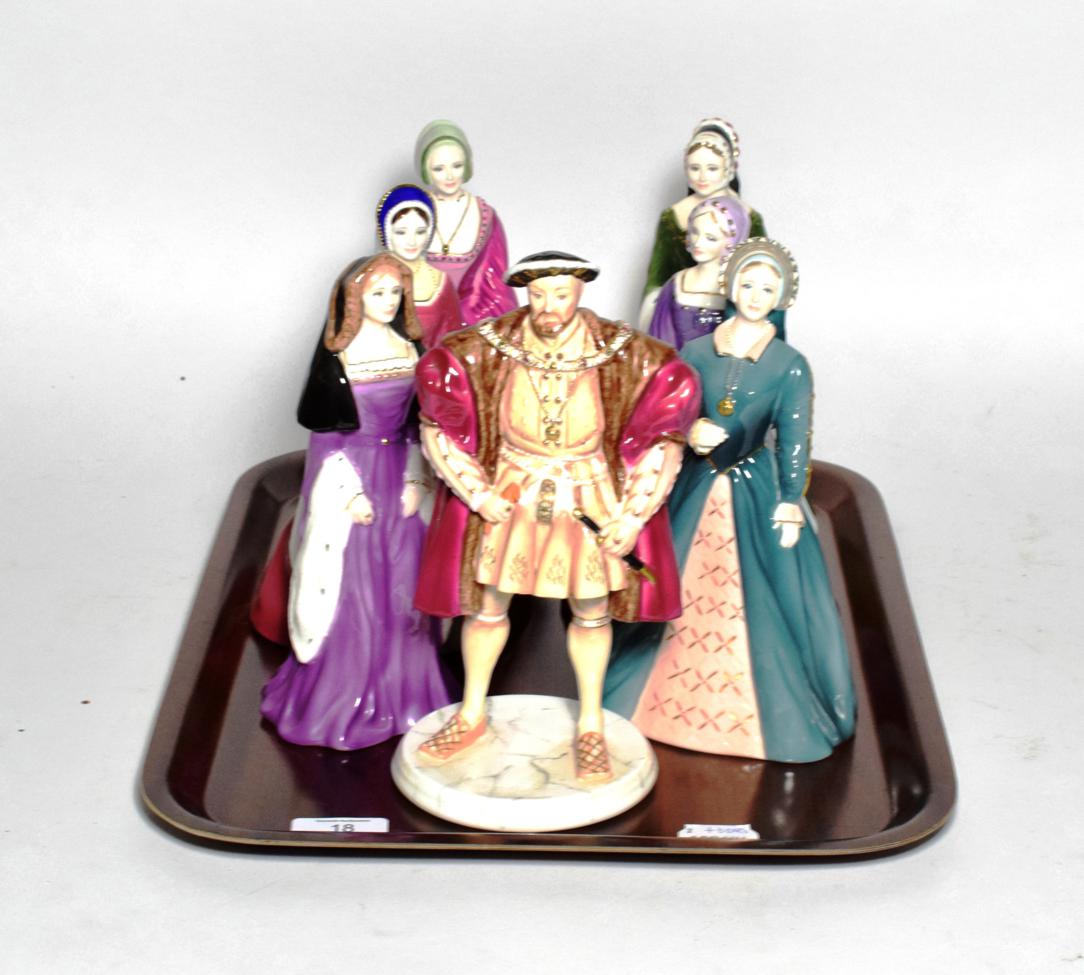 Coalport Henry VIII and his six wives, limited edition of 450, with boxes (7)