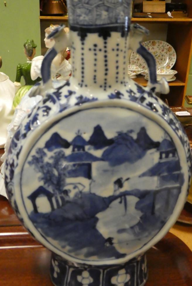 Two Chinese blue and white porcelain twin handled moon flasks, an 18th century tea bowl, two 19th - Image 6 of 8