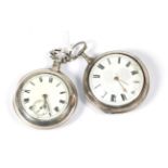 Two silver pair cased pocket watches, signed Geo St John, London, London for 1813 and Joseph