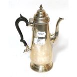 An Edward VII silver coffee-pot, by Mappin and Webb, Sheffield, 1908, tapering cylindrical and