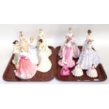 Thirteen Royal Worcester, Royal Doulton and Coalport figures