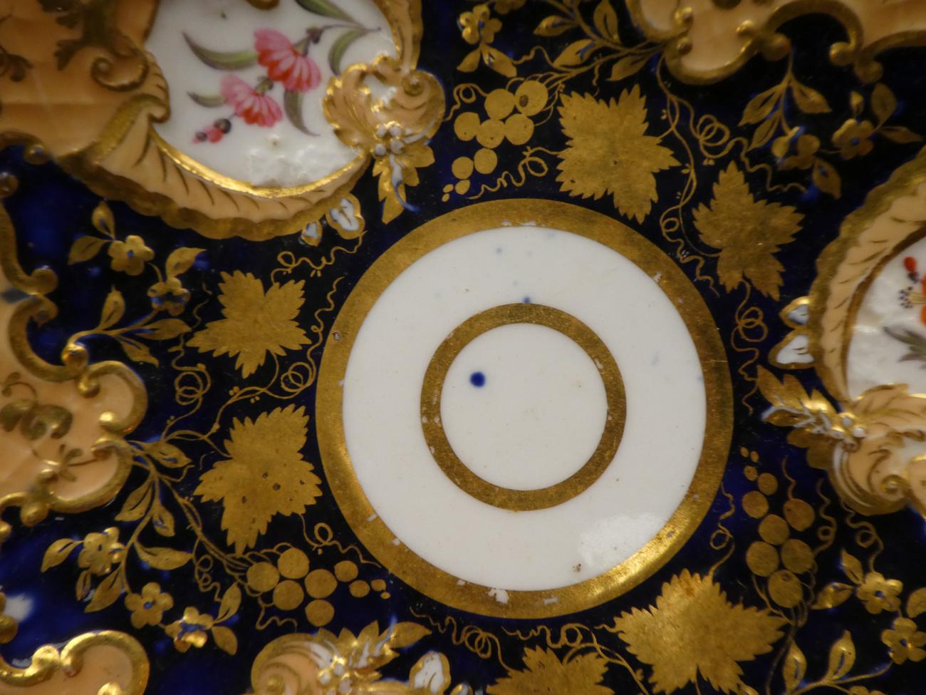 A pair of Ridgeways tea cups and saucers, floral decorated and gilt highlighted on a cobalt blue - Image 9 of 9