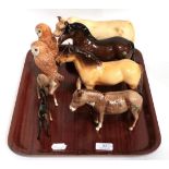 Beswick Including: Connoisseur Charolais Bull, model No. A2463A on wooden plinth, Highland Pony ''