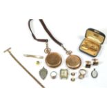 Assorted jewellery including two gold plated pocket watches; another wristwatch; cufflinks; fobs;