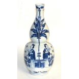 A Chinese blue and white porcelain double gourd vase Top rim with small chip. Central body of the