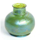 A Loetz style glass vaseUnderside pontil mark is polished. Underside with a chip also. 13.5cm high.