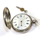 A silver full hunter verge pocket watch, movement signed John I Austin, 136 Oxford Street