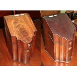 Two George III mahogany knife boxesKnife box one - surfaces are discoloured in parts, the beading is