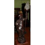 A resin cast cavalier figure Cavalier with some scuff marks in areas. 100cm tall overall.