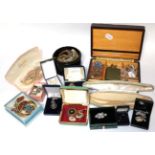 A pony skin jewellery box; together with a quantity of assorted costume jewellery including