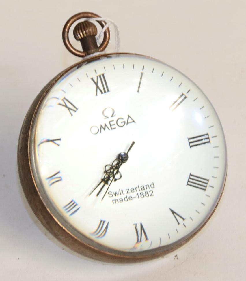 Desk timepiece, bearing a later inscription Omega