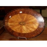 A 19th century oval tray with shell inlay