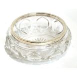 A George V silver mounted cut-glass bowl, the silver-mounts by James Dixon and Sons, Sheffield,