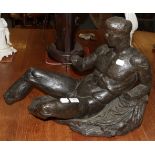 A Victorian cast spelter reclining figure, after the antique Surface scratches throughout. 43cm high