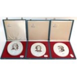 Three cased Meissen composer plaques: Schubert, Mozart and Bach (3)