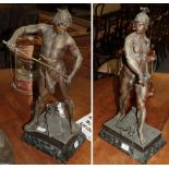 After the antique, pair of figures, bases bearing mark E Picault These figures are reproduction.