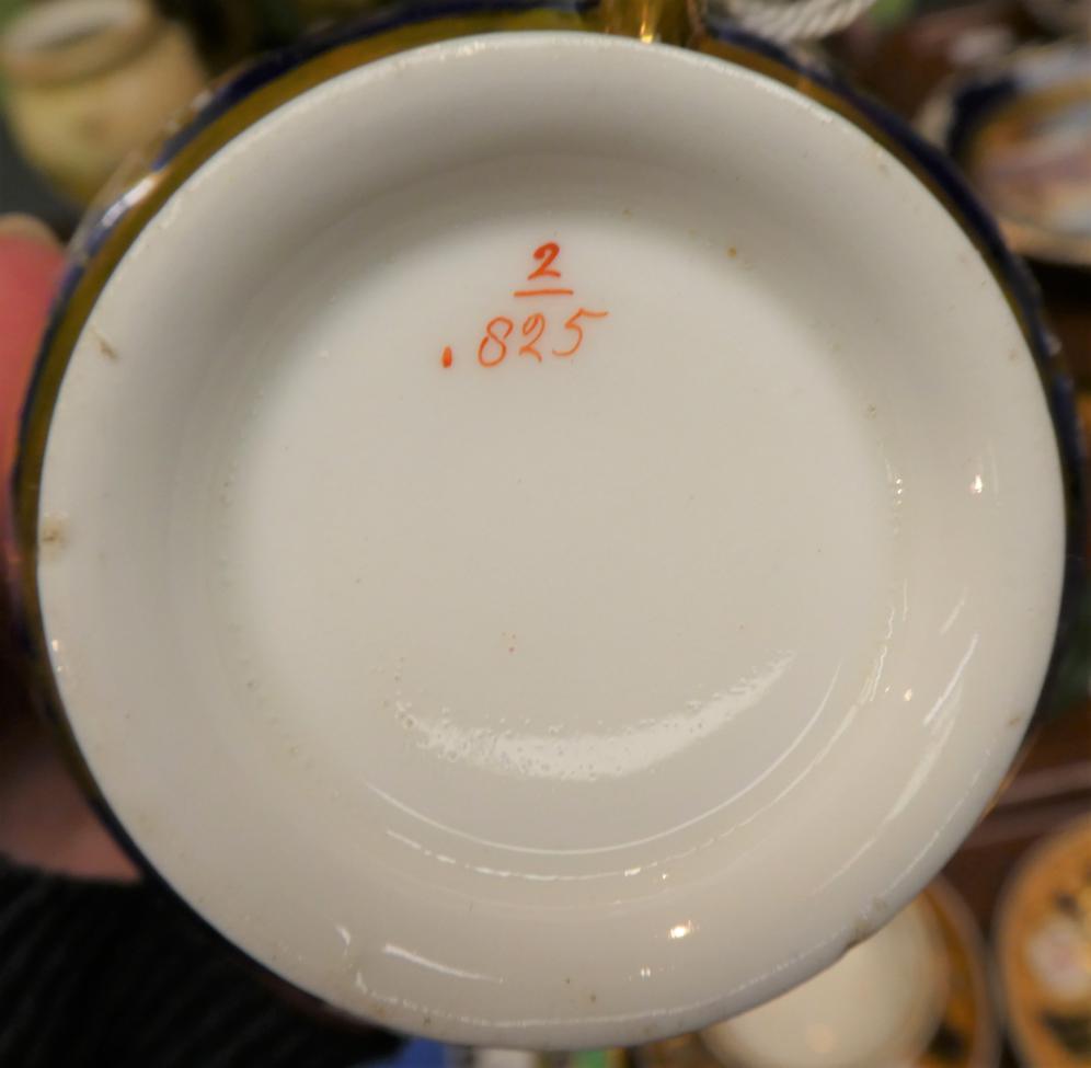 A pair of Ridgeways tea cups and saucers, floral decorated and gilt highlighted on a cobalt blue - Image 6 of 9