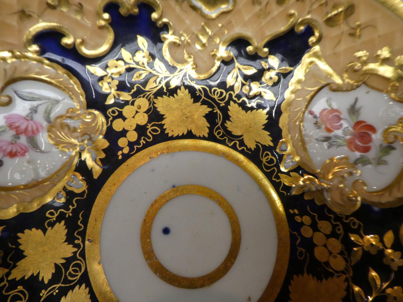 A pair of Ridgeways tea cups and saucers, floral decorated and gilt highlighted on a cobalt blue - Image 7 of 9