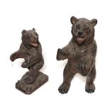 Two Black Forest type wooden carvings of bears