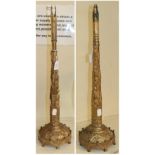 A pair of Victorian brass Days Patent ecclesiastical chimney ornaments, the underside with paper