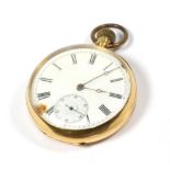 A pocket watch, the case stamped '18K' (a.f.)Case with surface scratches. Dents in parts. Case