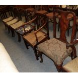 A set of four Regency cane seated chairs; a 19th century rush seated armchair; and an 18th century