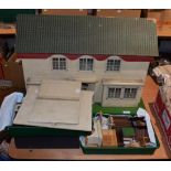 Circa 1930s Triang style dolls house; assorted dolls furniture; accessories; bisque baby dolls;
