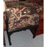 A 19th century Oriental style lacquered chest on stand with floral and bird decoration