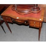 An Edwardian rosewood inlaid writing desk 192cm by 52cm by 72cm