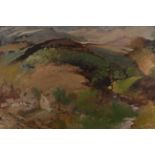 Irene Welburn (1910-2000) ''Landscape with Farm'', signed, oil on board, 59cm by 89cm Artist's