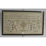 A modern cross stitch alphabet sampler bearing a date 1730