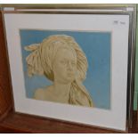 Niels Strobek, Renaissance head study, signed and dated 1990, print; together with a further print