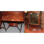 A Victorian mahogany bedroom dressing table mirror; together with a rectangular form mahogany