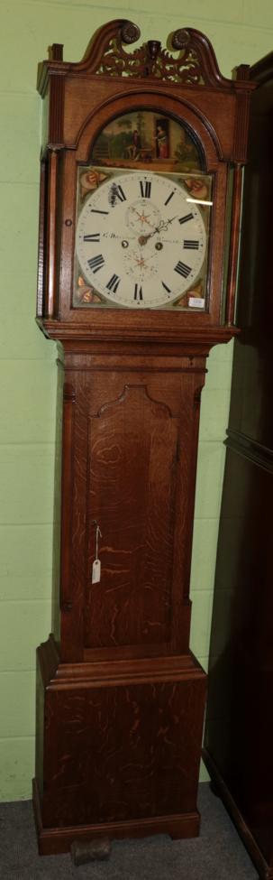~ An oak eight day longcase clock, signed G.Davison, Wooler, early 19th century