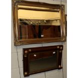 A Victorian rosewood wall mirror; and two gilt framed wall mirrors (3)