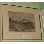 Fred Lawson, Village scene, signed and dated 1918, watercolour