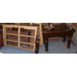 A Victorian stained wood rectangular swivel fold over table; and a pine plate rack