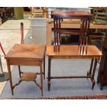 A Victorian mahogany and parquetry decorated envelope card table; a Victorian rectangular side