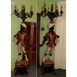 A pair of reproduction blackamoor lamps, 200cm high Appear to be in good condition. Made of resin.