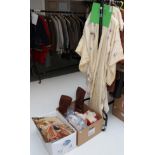 Assorted items including a pair of gents brown leather lace up riding boots, pair of ladies