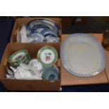 A selection of 19th century/20th century ceramics consisting of blue and white jug, plates, bowls; a