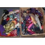 A large quantity of silk, cotton and other scarves, in various colours, patterns and styles,