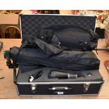 A Meade telescope (boxed) with two tripods No model name. The lense cover is broken. Telescope